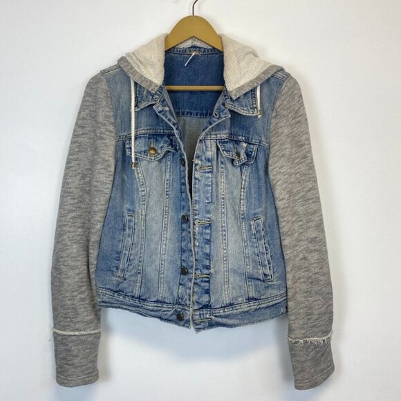 Free People Distressed Denim Jean Jacket - Picture 2 of 16